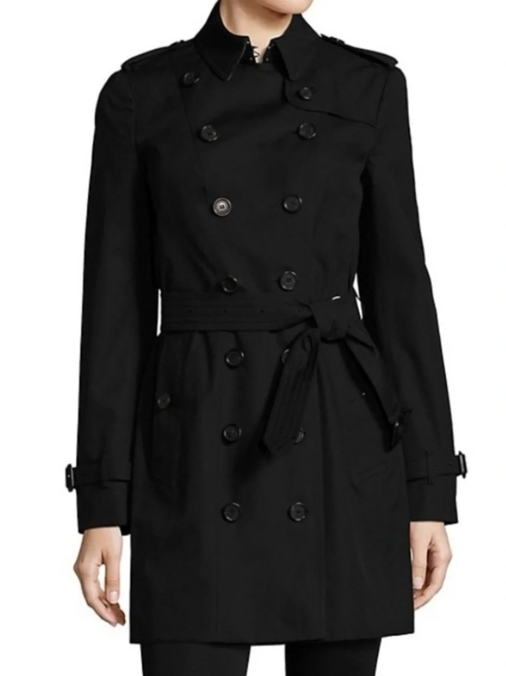 Burberry Trench The Sandringham Heritage Coat Medium Double Breasted Black US16 - Picture 2 of 10